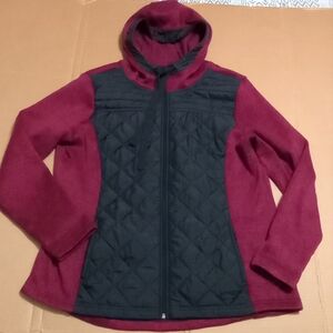 St John's Bay Black & Burgundy Zip Up Women's Hoodie Size XL